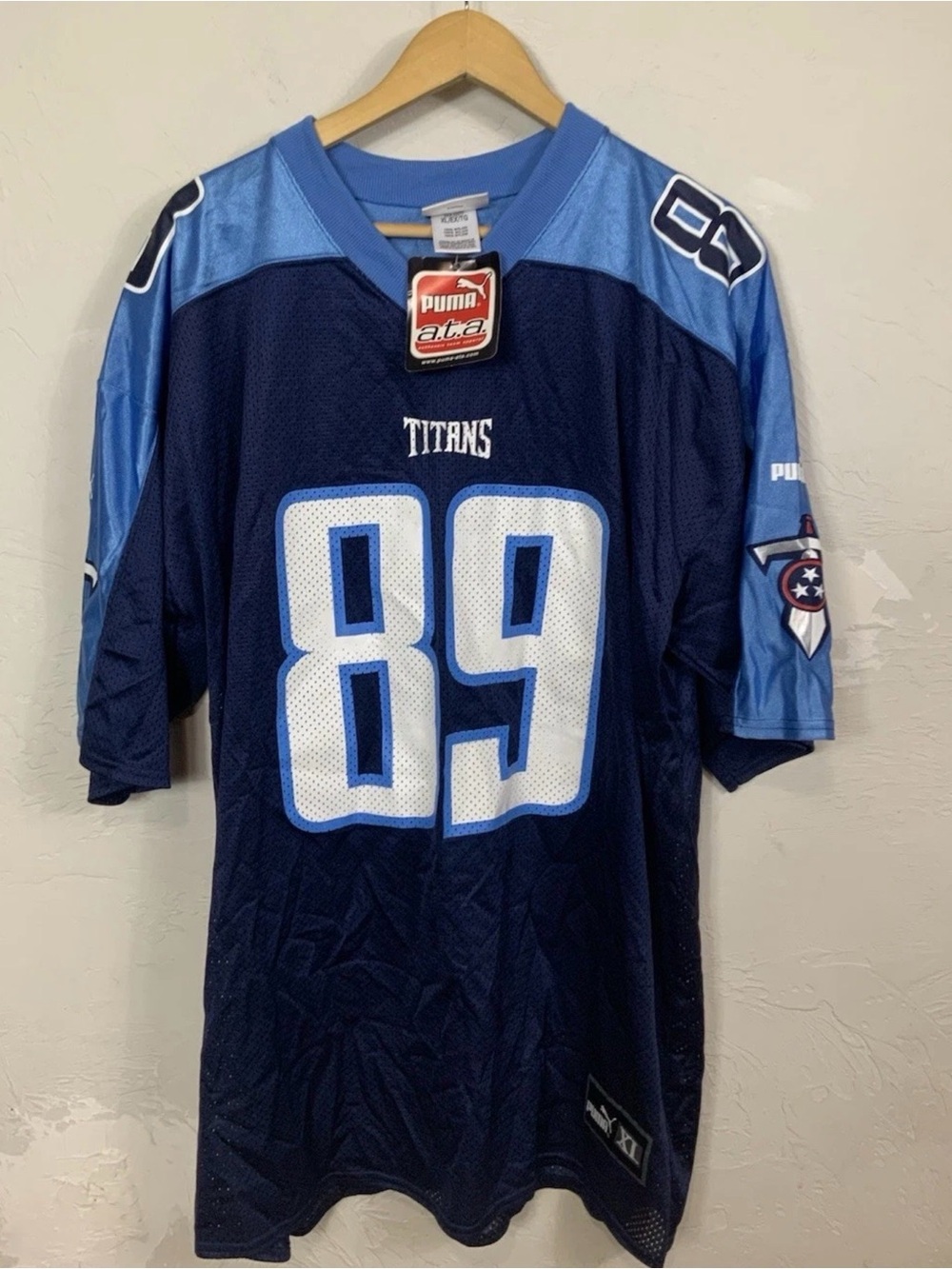 Vintage Tennessee Titans Frank Wycheck Jersey Puma XL NWT 89 Navy Blue Mesh NFL